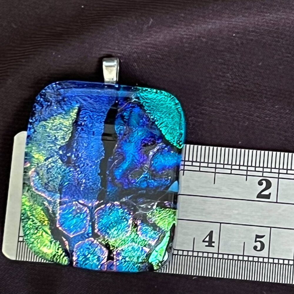 Blue & Green Dichroic Glass Pendant - Picture 4 of 6